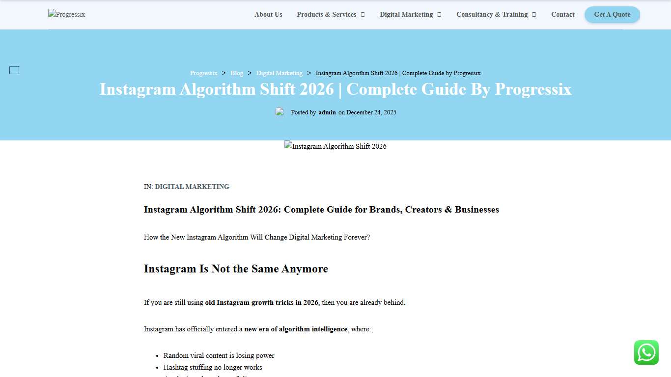 Instagram Algorithm Shift 2026 Complete Guide by Progressix